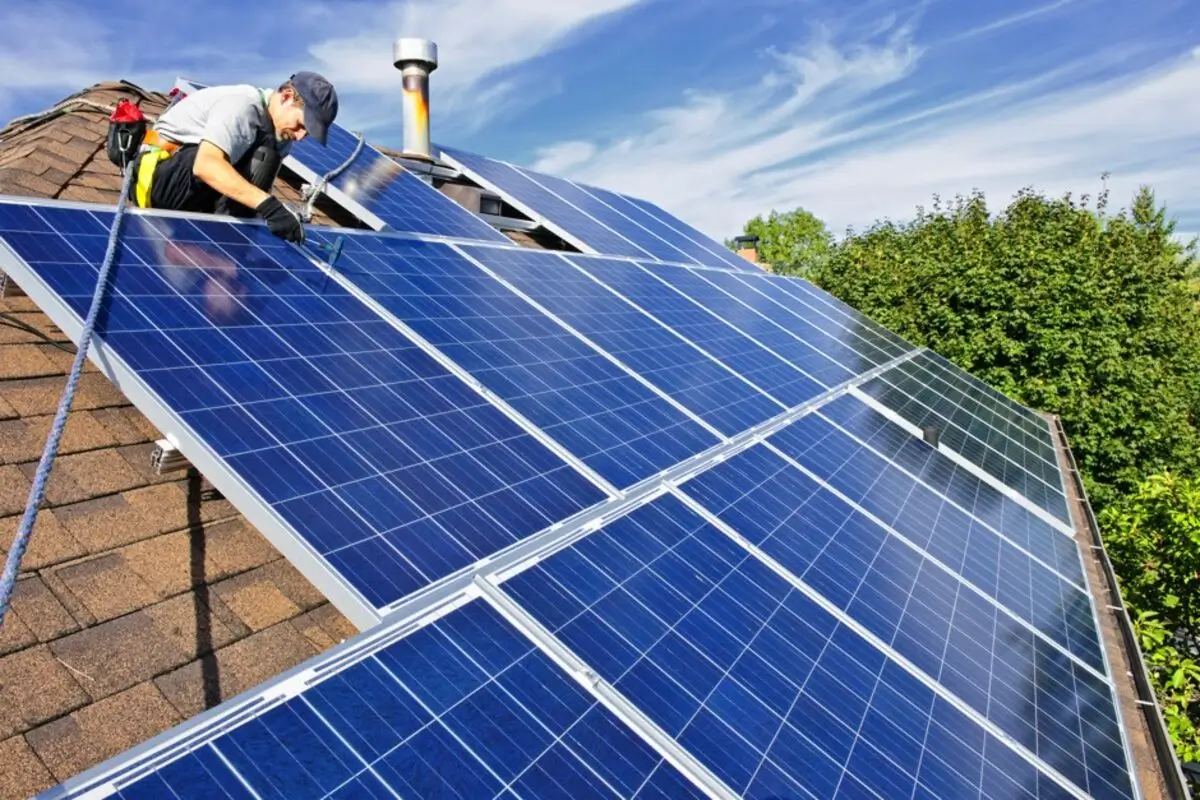 Residential Installed Solar Panels on Rooftop