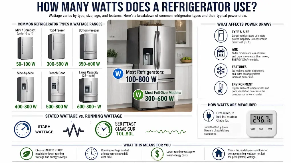 How Many Watts Does a Refrigerator Use